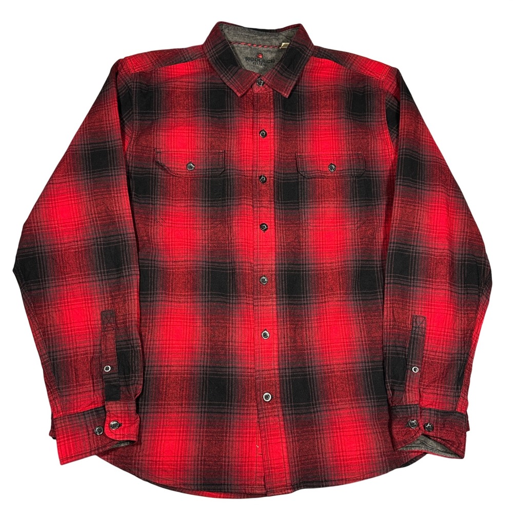 Woolrich Mens XL Red Black Buffalo Plaid Flannel Button Down Shirt Cotton
